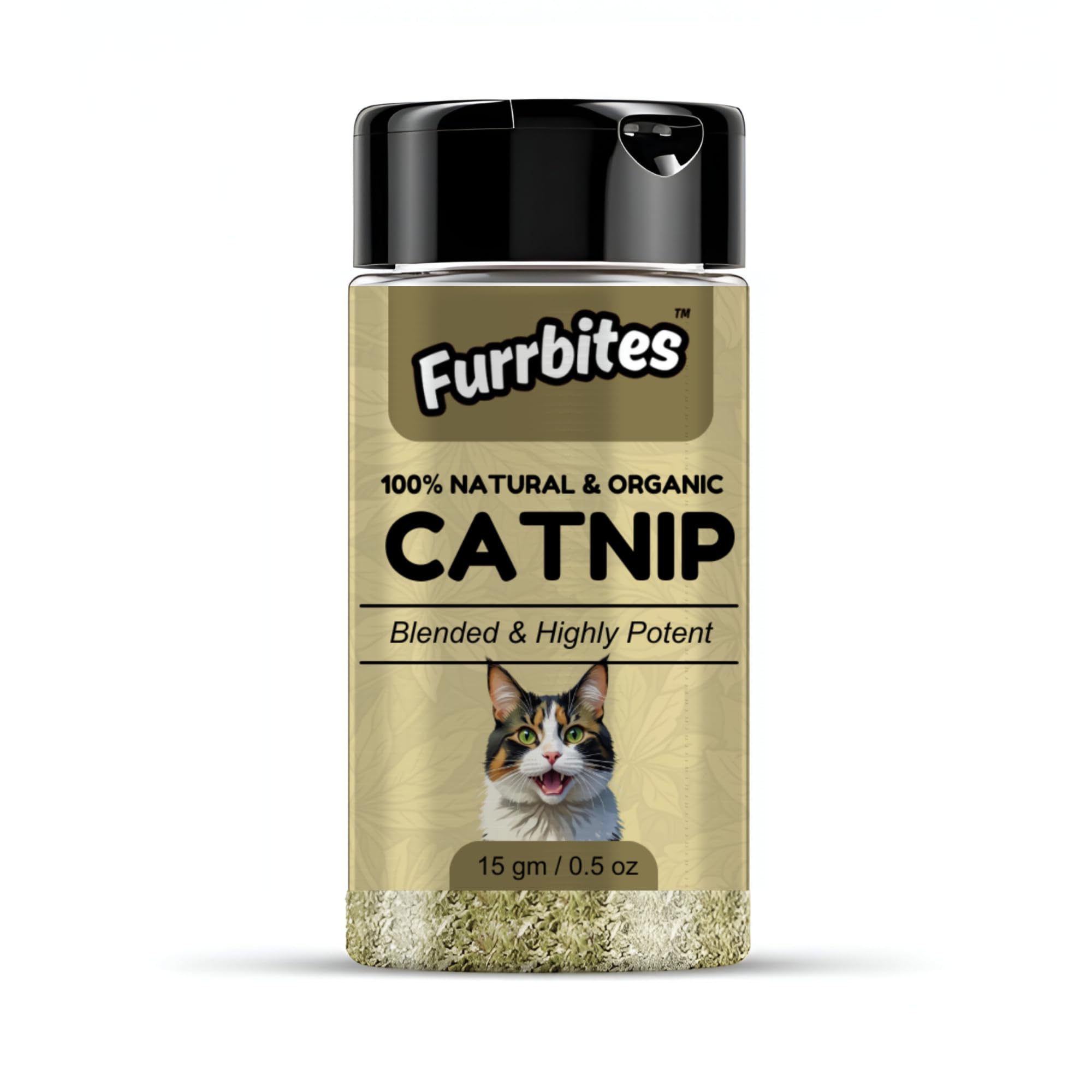 Furrbites 100% Natural & Organic Catnip – Blended & Highly Potent – Easy-to-Use, Airtight Jar for Freshness | 15 gm