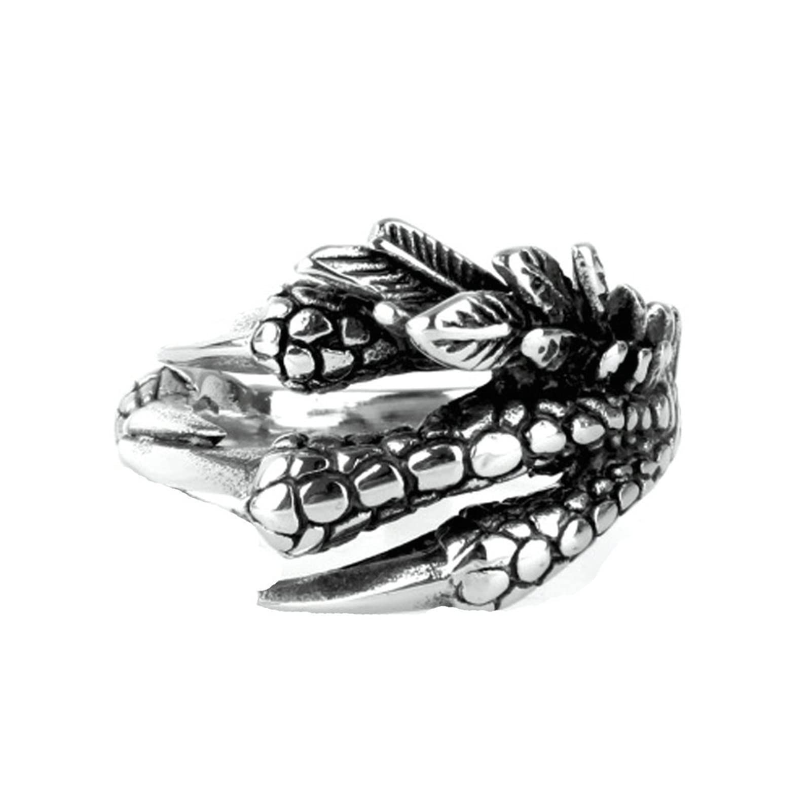 Anello in Acciaio per Uomo Anelli Uomo Fascia Larga Anello con Artiglio D'Aquila Punk Rock Anello Acciaio Argento Taglia 17 to 30