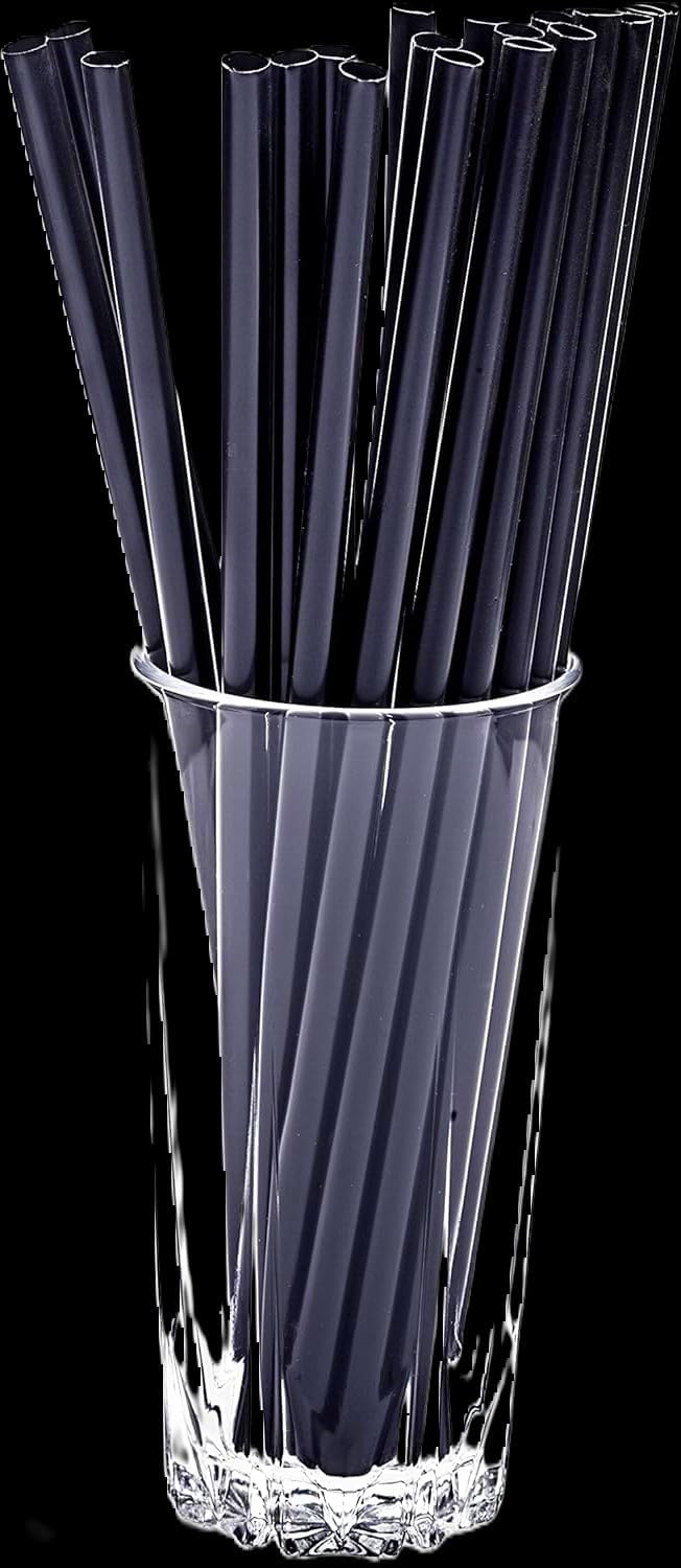 (1000 Straws) 7¾ inch Black Disposable Drinking Straws Pack of 500 per Box, 1/4" diameter Unwrapped Straws, 100% food-grade, BPA-free polypropylene (1000)