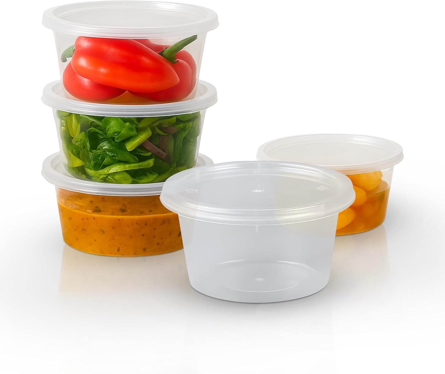 We Can Source It Ltd – Round Clear Plastic Food Containers 8oz with Lid – 120mm (D) x 30mm (H) Microwave & Freezer Safe Boxes for Hot, Cold Foods – Stackable, Leakproof & Reusable Design - Pack of 500