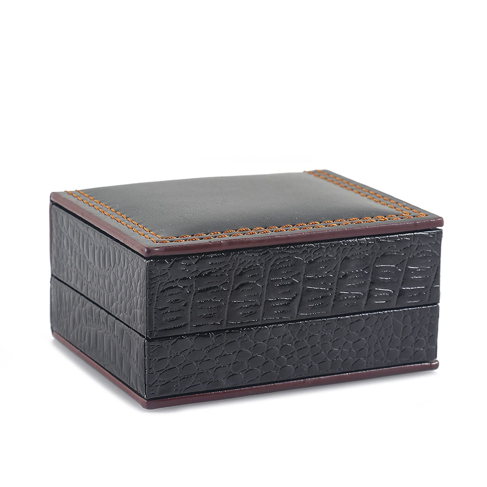 Boîte à Boutons de Manchette, boîte à Bijoux, Bord Cousu en PU, Rabat en Plastique pour Affaires de Mariage (Noir 8.2x6.8x4cm)