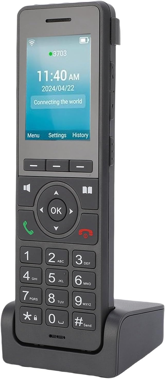 VoIP Telephone Cordless, 4G LTE Portable WiFi IP Phone Bluetooth SIP 2.0 Standard 3 Lines Desk Phones with Dual Mic and 3.5mm Headphone Jack, Unlimited Nationwide Calling (EU Version)