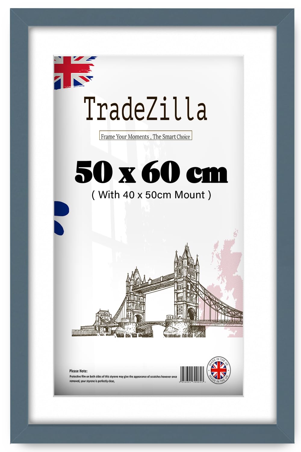 TradeZilla | Classy Dark Grey 50 cm x 60 cm with 50 x 40 cm White Mount MDF Poster Frame for Family Photos Rectangle Wall Decoration [ Dark Grey ]