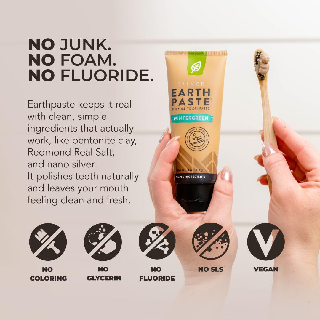 Redmond Earthpaste with Silver - Natural Non-Fluoride Toothpaste