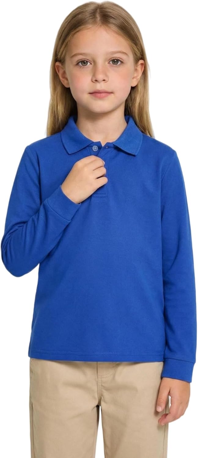 TAGIHOO 4 Pack Kids Mesh Athletic Polo Shirt Quick Dry Golf Moisture Wicking Active Long Sleeve for Youth