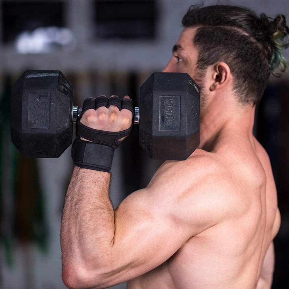 Guantes de Entrenamiento de Levantamiento de Pesas para Hombres y Mujeres, Fitness, Deportes, Culturismo, Gimnasia, Gimnasio, muñeca, Guantes Protectores de Palma (Color: A, tamaño: L) (Am)