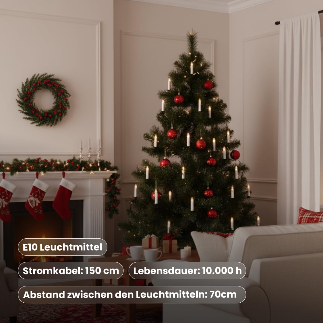 Best Season LED-Kerzenkette 25er Indoor warmweiß 18m