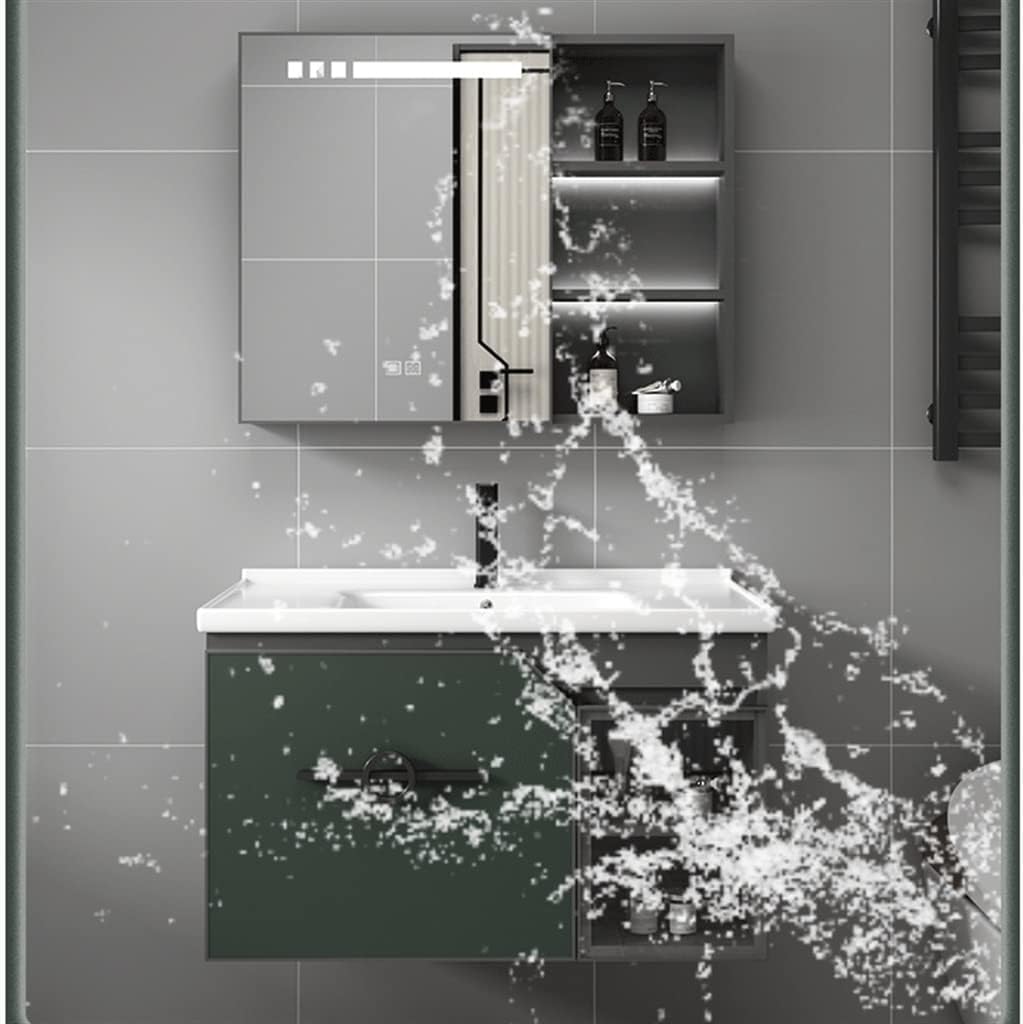 Bathroom Cabinet Aluminum Alloy Slate with Cabinet Combination Face Sink Bathroom Furniture (Color : D, Size : 80cm) (D 70cm)