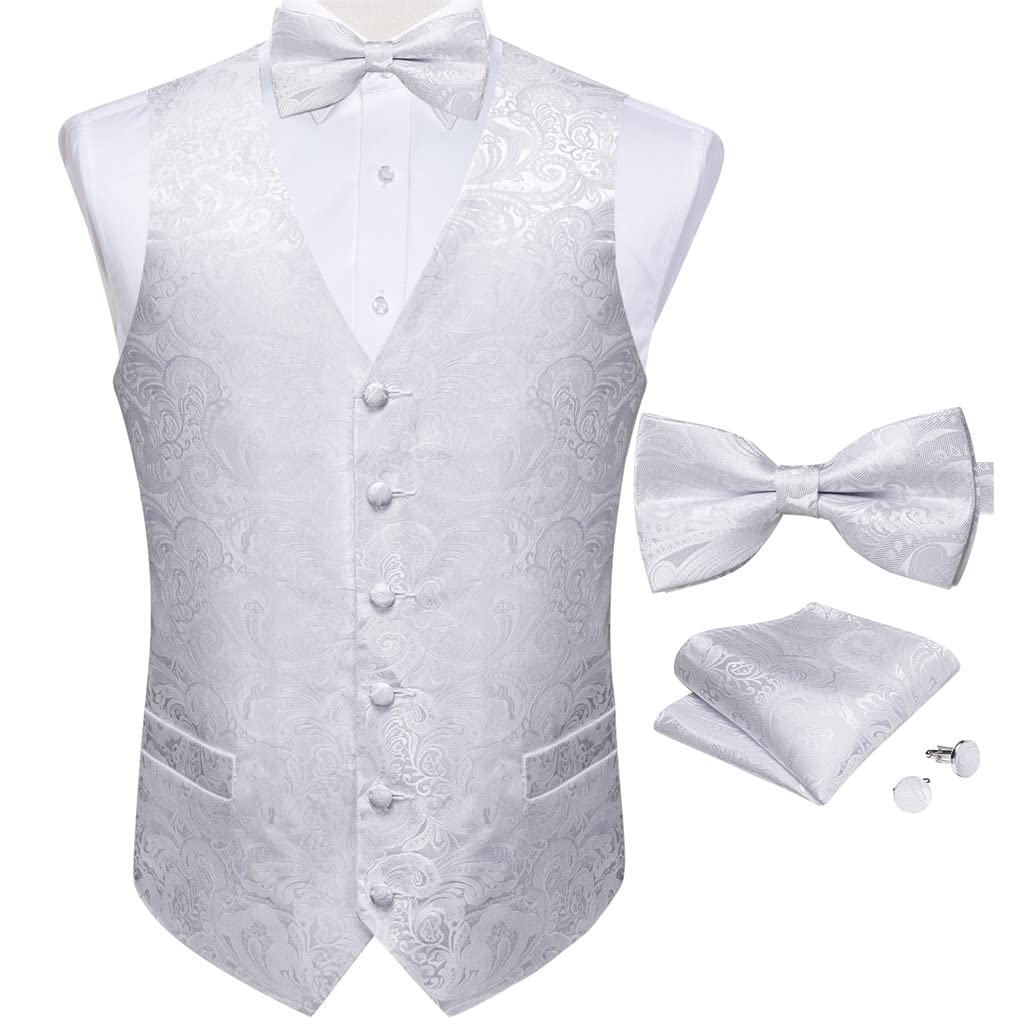 Gilet costume de mariage JFDBGU ensemble noeud papillon mouchoir manchette XXL