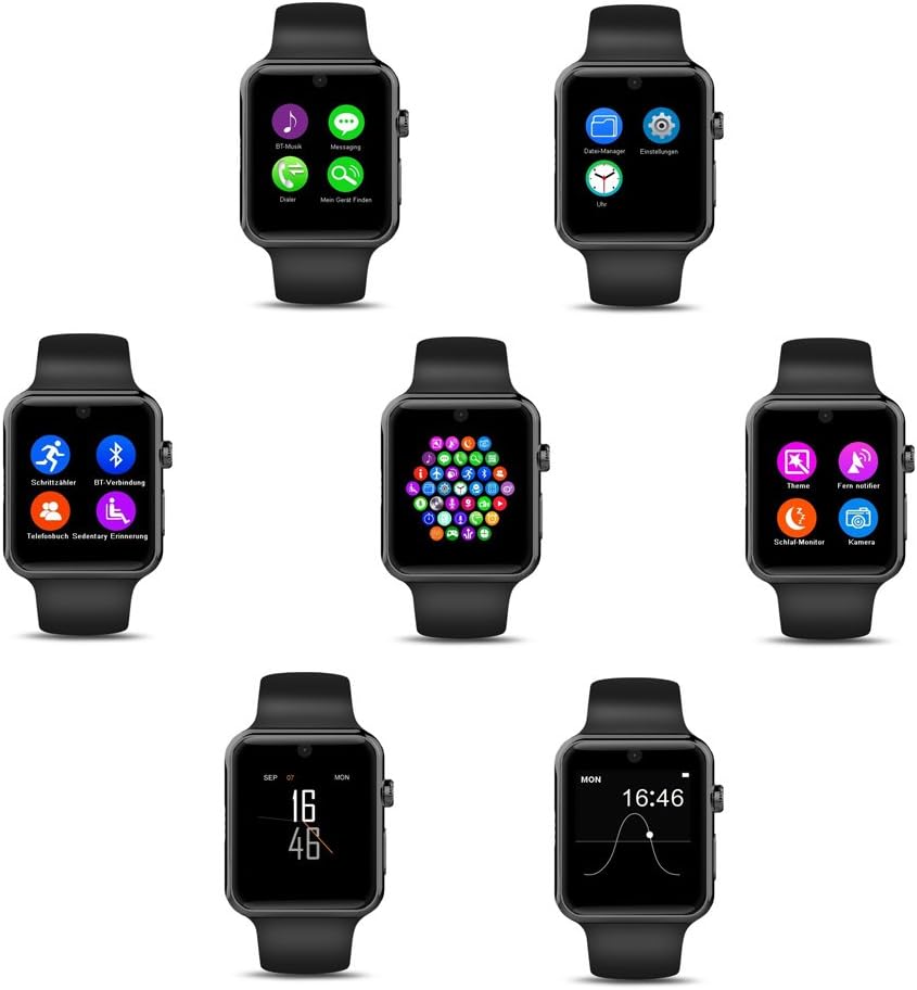 BS19 Newest SmartWatch with Bluetooth 4.0 Support Sim Watch Phone for Samsung Galaxy S4/S5/S6/S7/Note3/Note4/Note5/Note6 HTC Sony LG Xiaomi Huawei ZUK and iPhone 5/5C/5S/6/6S/7/7S Black