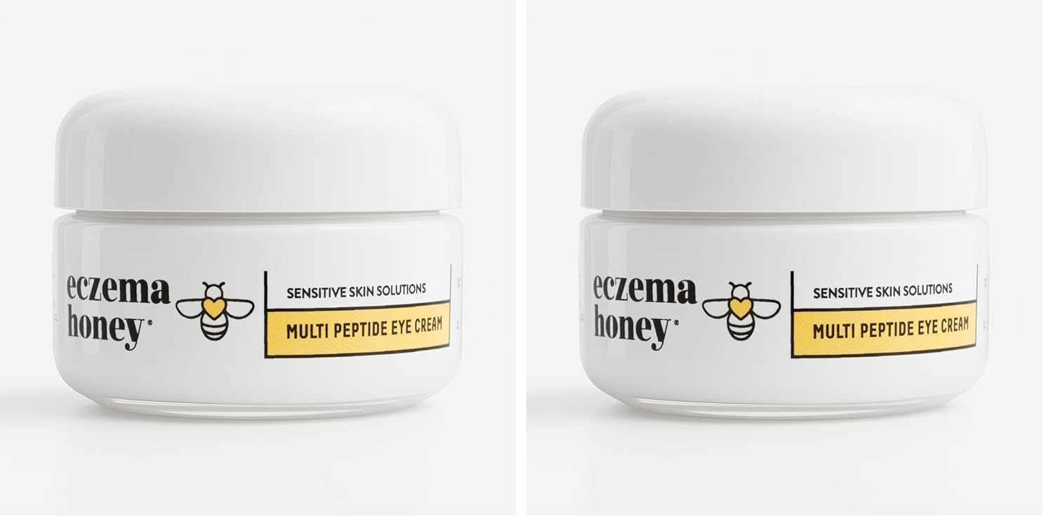 ECZEMA HONEY Multi Peptide Eye Cream - Anti Aging Eye Cream for Dark Circles & Puffiness - Facial Skin Care Products for Eczema, Dry & Sensitive Skin (0.5 Oz) (Pack of 2)