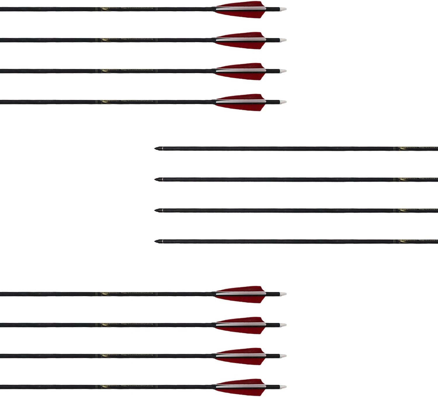 30" Carbon Fiber 3"/4" Vane Arrows Field Points Replaceable Tips Recuve