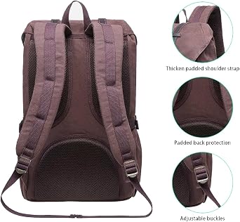 KAUKKO Travel Laptop Backpack, Outdoor Rucksack, Causal Backpack Fits 15.6(Canvas Coffee)