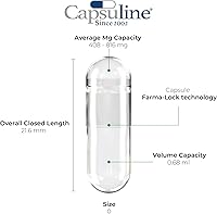 Vista 2 de Capsuline Size 0 - Clear Empty Vegan Capsules - 1000 Count - Empty Veggie Pill Capsules - DIY Vegetable Capsule Filling - Empty Caps - Kosher and