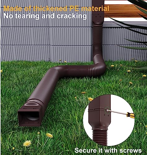 Ogutter Rain Gutter Downspout Extensions, Downspout Extender for Rainwater Drainage Flexible, Extendable 58\"+66\" Down Spout Drain Extension Pipes (2 Pack, Brown) - Thumbnail 5