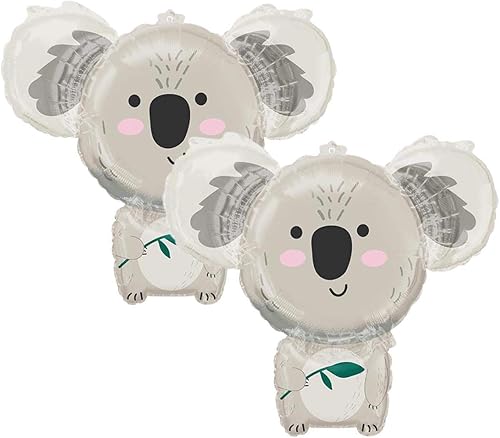Anagram - Juego de 2 adorables globos de fiesta de papel de aluminio de 28 pulgadas de oso koala