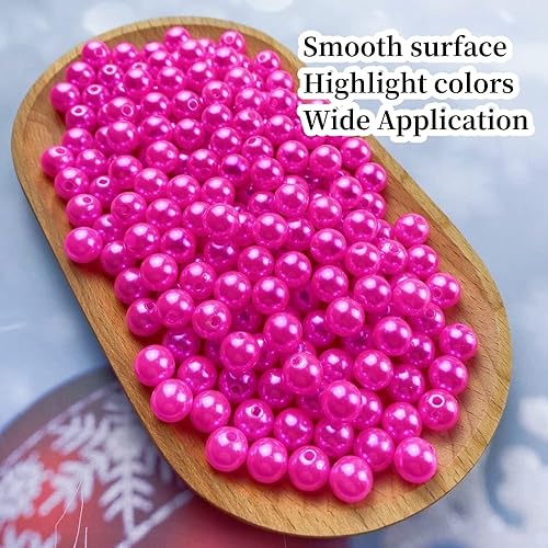 Miniatura 4 de 200 cuentas de perlas de 0.394 pulgadas (0.394 in), perlas sueltas redondas lisas con agujeros para pulseras, collares, aretes, joyería, costura,