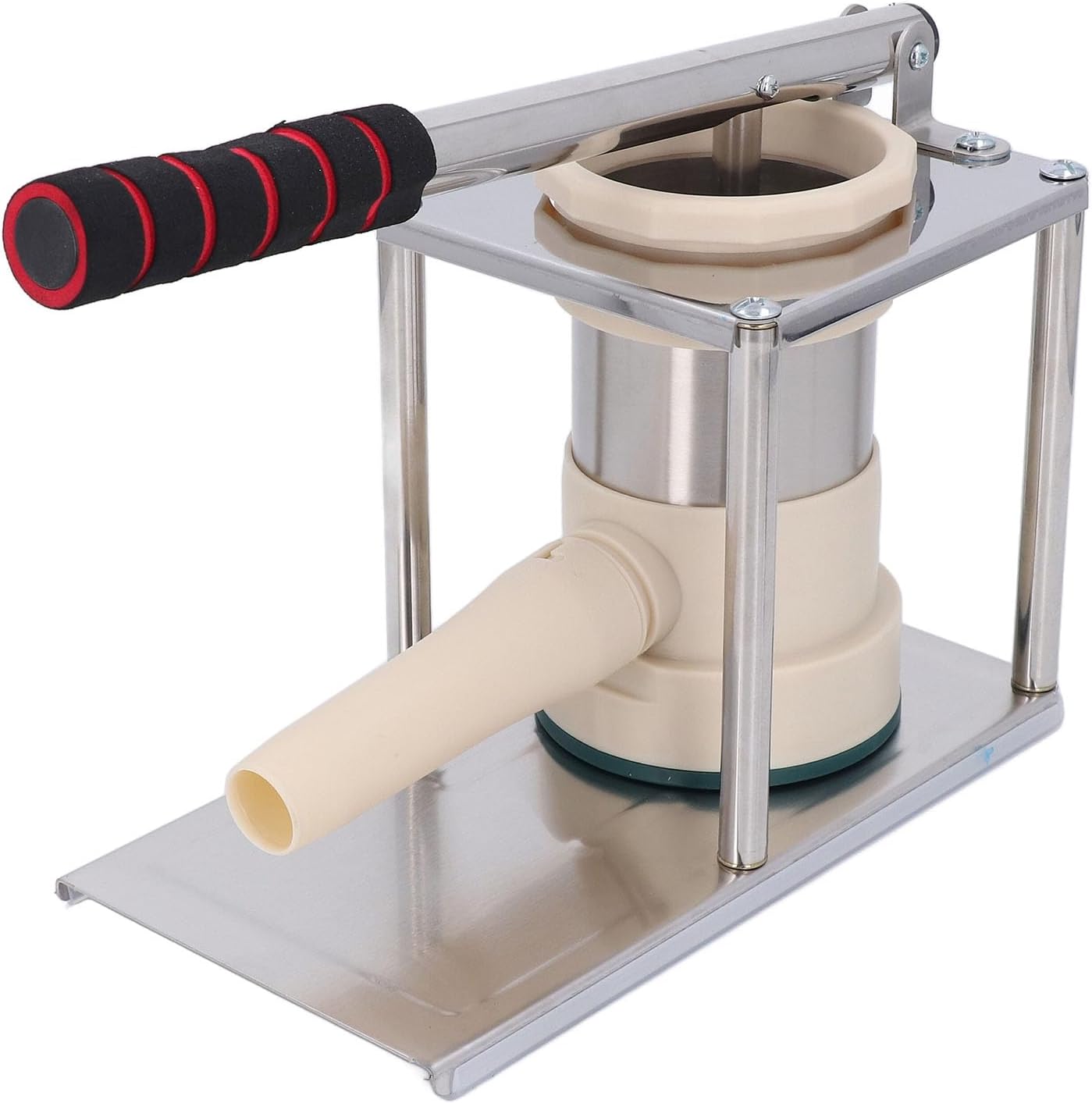 Sausage Stuffer Aluminum Alloy Manual Vertical Sausage Maker with 4 Filling Tubes, 9.8x5.1x7.3in - Durable Construction, Space - Saving Design, Ideal for Homemade Sausage and