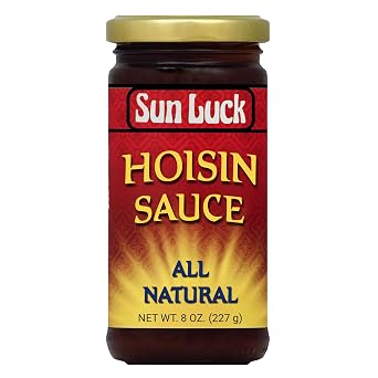 Sun Luck Traditional Hoisin Sauce 8 oz Jar Savory-Sweet Chinese Barbecue Sauce for Stir-Fry, Marinades, Dipping & Peking Duck; Rich, Thick Texture.