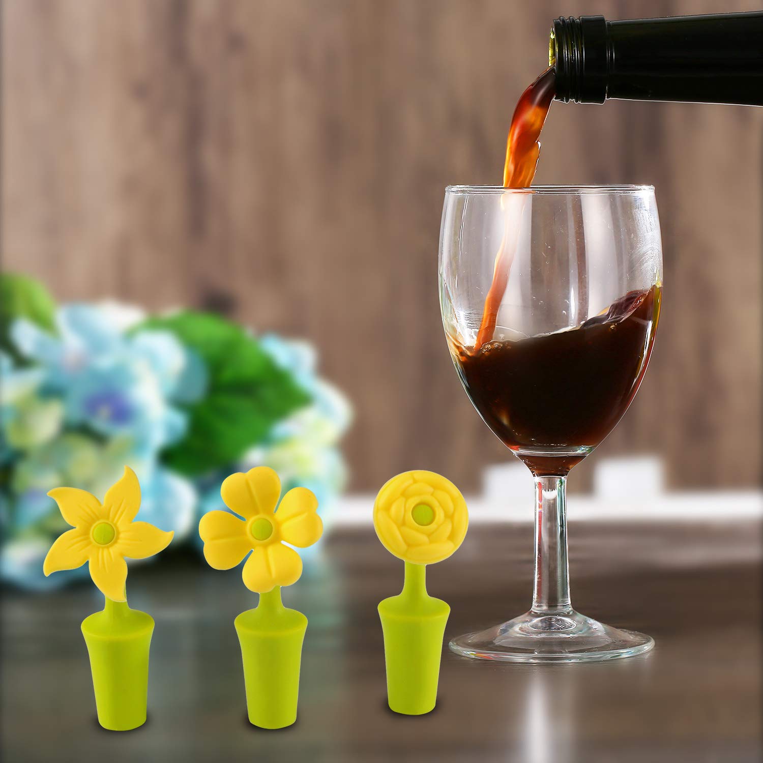 JCJCJC Cute Silicone Wine Bottle Stoppers - Airtight Seal, Dishwasher Safe, Fun Apple Design