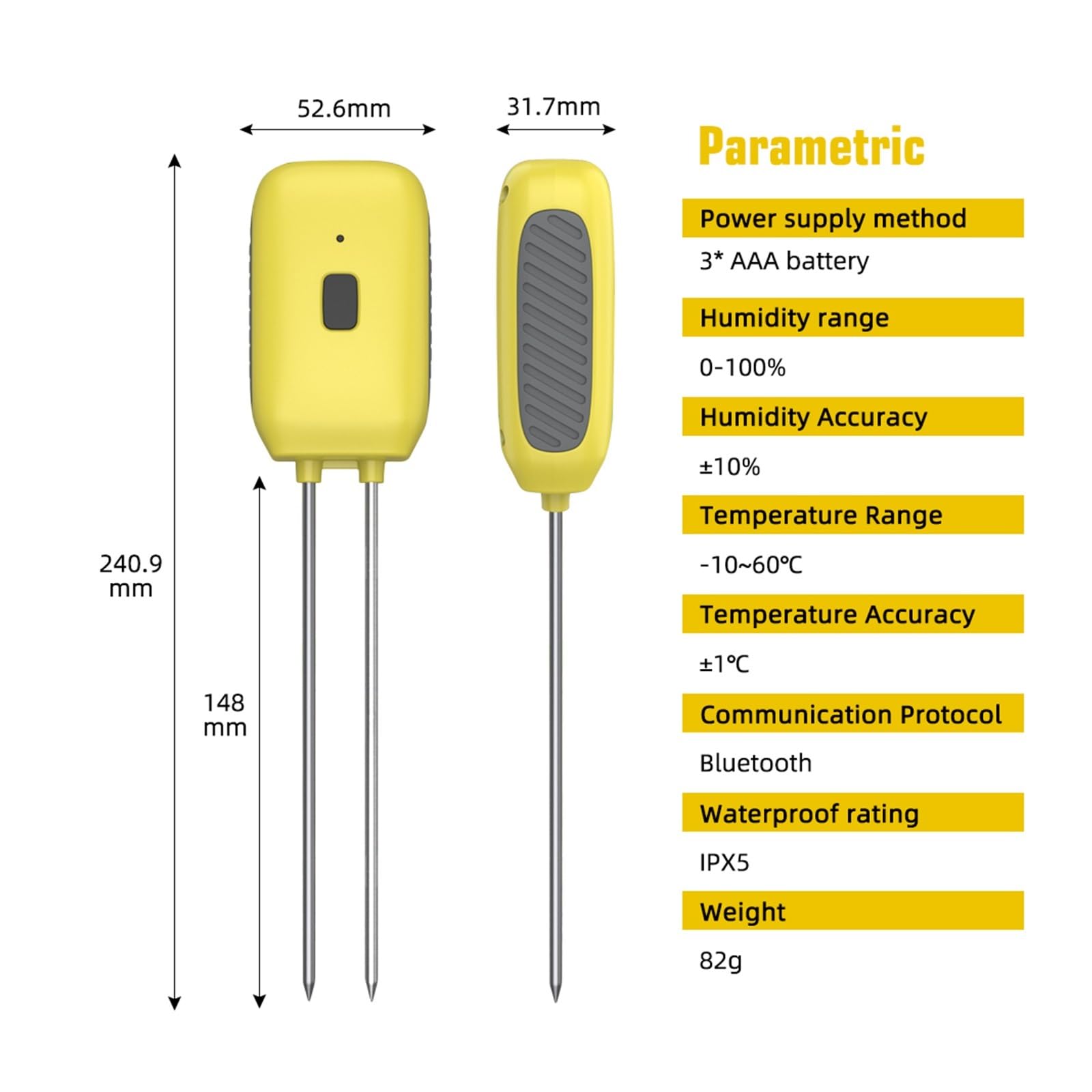 Testeur de pH du sol Testeur de sol Bluetooth Tuya, capteur d'humidité et de température, capteur d'eau intelligent for plantes, thermohygromètre, enregistreur de données pour jardin, pelouse, agricul