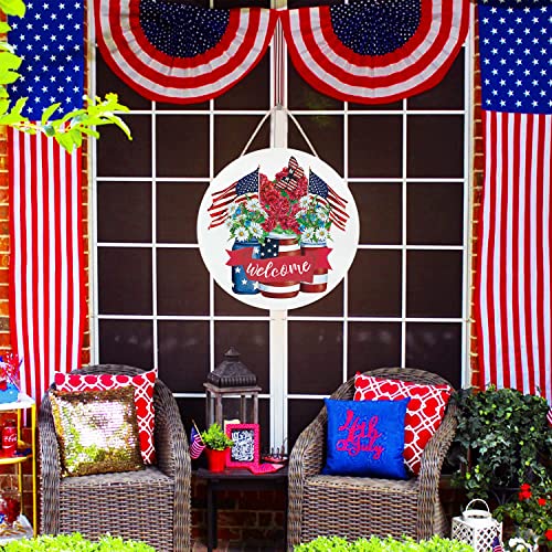 4Th Of July Wreath For Front Door, Welcome Patriotic Wreaths Door Hanger Decor Memorial Day 4Th Of July Decorations For Wall Window Farmhouse Party #TOP3
