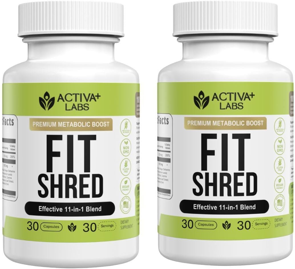 Fit Shred 11-in-1 Weight Management Herbal Supplement for Energy, Digestive Support & Daily Wellness | Metabolism Booster | Non-GMO, Veg, Natural Ingredients | 60-Day Supply