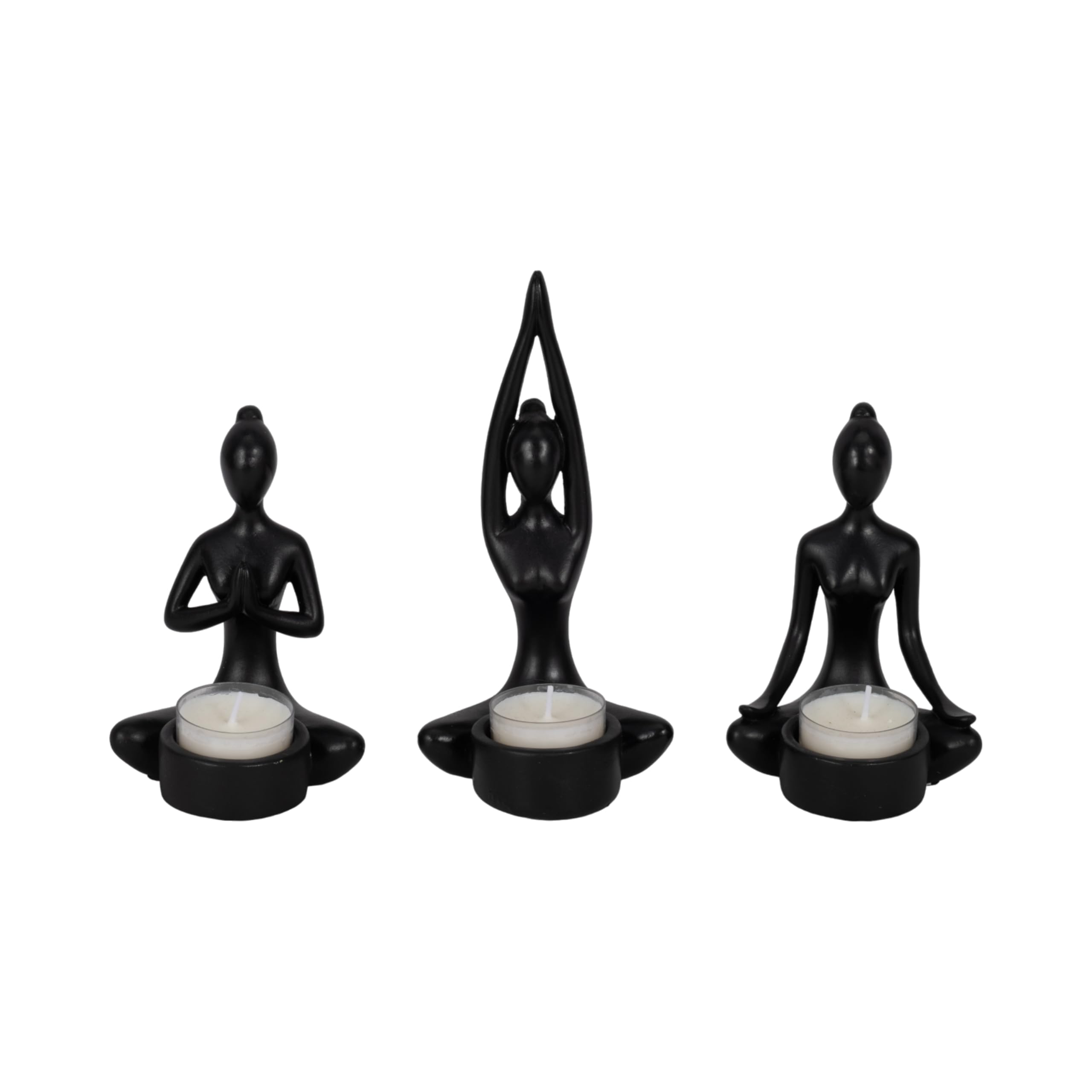 Sagebrook Home Novelty Candle Holders and Tealights Yoga Women Indoor Outdoor Tealight Candle Holder Decor, Decorative Accent Lighting for Home, Parties, Bedroom, Bathroom, 6