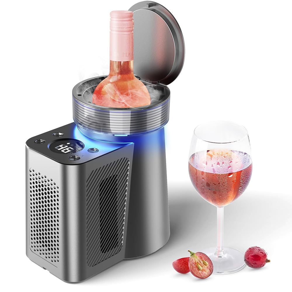 Enfriador de vino eléctrico con pantalla, capacidad de 750 ml, temperatura ajustable de 2 a 20 °C, conserva el sabor original, ideal para entusiastas del vino