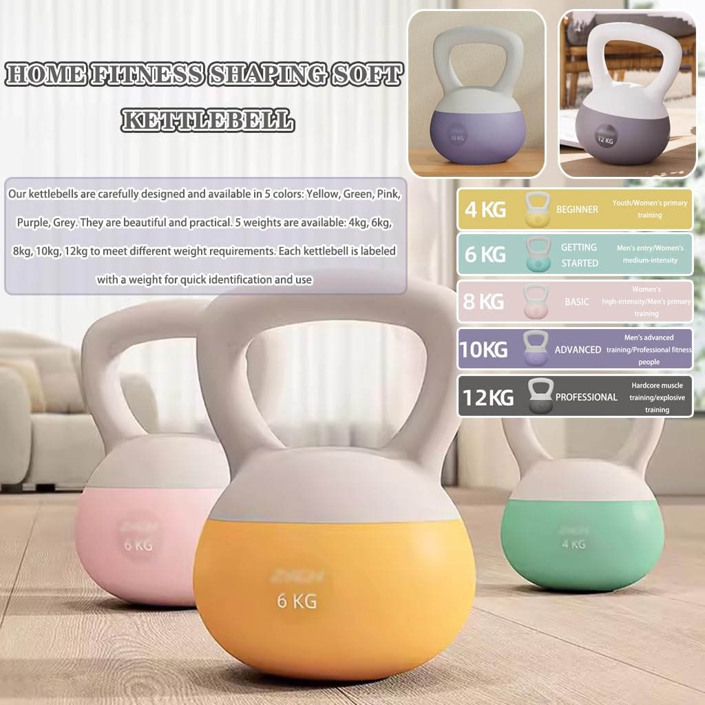 Kettlebell-Gewichte Weiche Kugelhantel Für Heimfitness, Hantel Für Krafttraining Für Frauen, Verletzt Den Boden Nicht, Schwingen/Kniebeugen(Green-8kg)