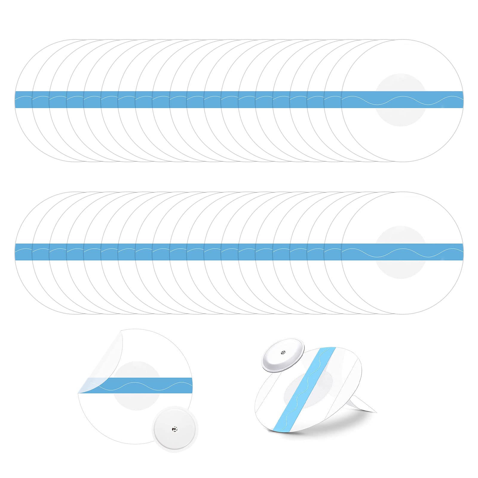 TSHAOUN 40 Pieces Sensor Covers Patches Shower Waterproof CGM Protection Fixing Stickers, Non-Slip Clear Adhesive Patches, Glucose Monitor Overpatch-Tape Long Lasting Without Hole