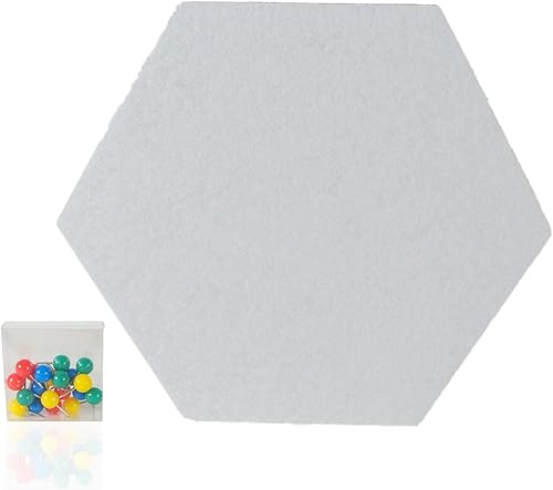 Vista 5 de 8 azulejos hexagonales de corcho de fieltro con autoadhesivo, incluye 20 pines, tablero de corcho para decoración de pared para mostrar fotos