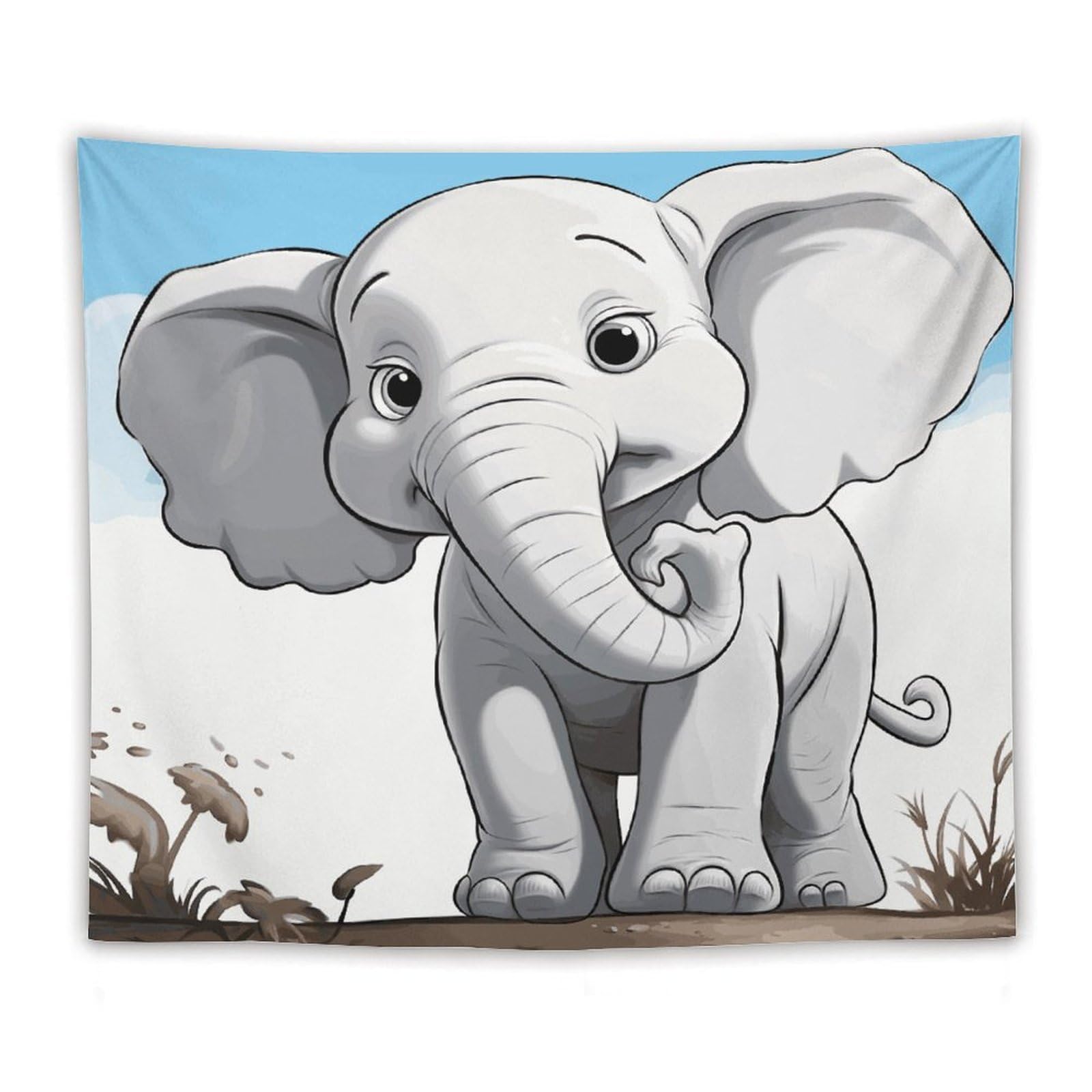 LDGSUPH White Elephant Tapestry Wall Hanging Decor Anti-fading Aesthetic Wall Tapestries Fashion Wall Blanket Decor Modern Wall Art Tapestry for Bedroom Home Decor 50"x60"