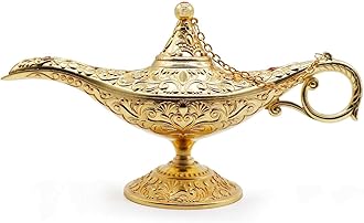 AVESON Classic Vintage Collectable Rare Legend Aladdin Magic Genie Costume Lamp Home Table Decoration & Gift, Gold