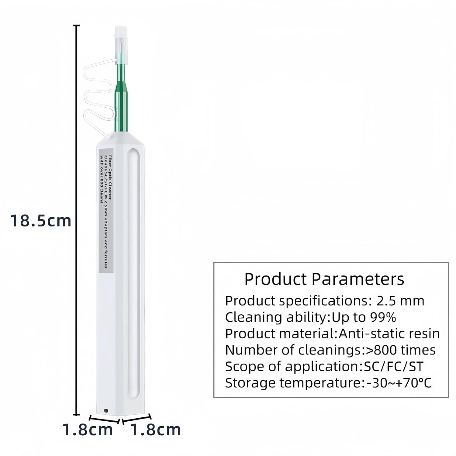 TXWTXPJ- 5-Pack SC Fiber Optic Cleaning Pen, 800+ Cleans per Pen, for SC/FC/ST 2.5mm Connectors, Data Center, Network Maintenance