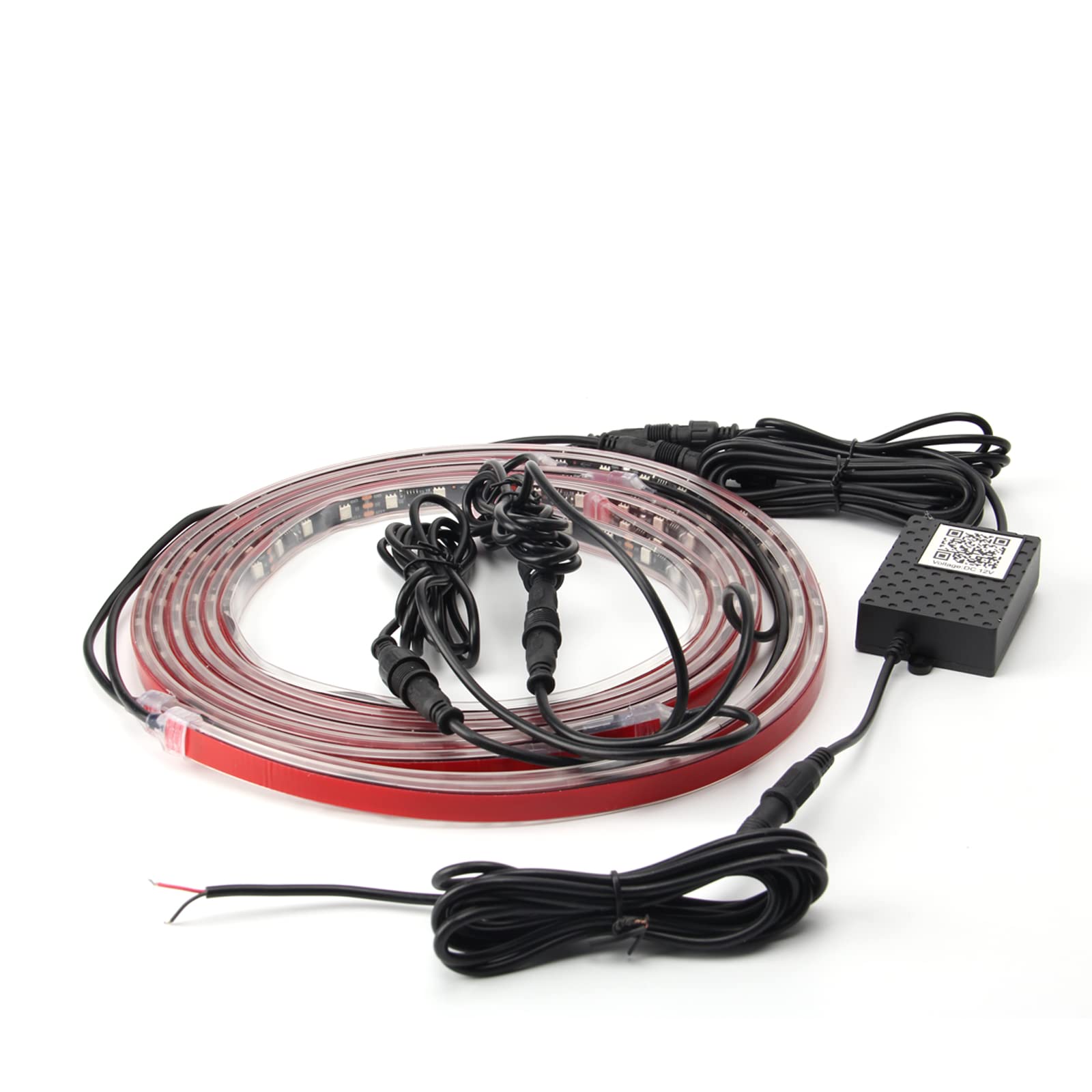 Exterior Car Underglow LED Strip Lights, 4Pcs Dream Color Chasing Neon Accent Lights Kit, 16 Million Colors Waterproof Sound Actived Underbody System Lights, Bluetooth APP Control, DC 12V