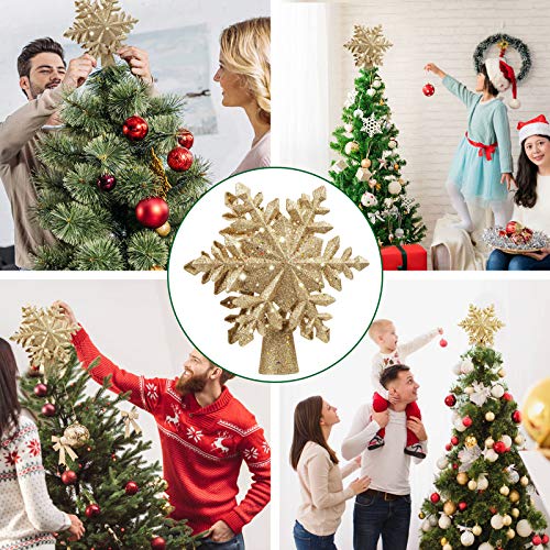 Dg-Direct Christmas Tree Topper Lighted With Golden Snowflake Projector, Led Rotating Magic Snowflake, 3D Hollow Glitter Lighted Gold Snow Tree Topper For Christmas Tree Decorations #TOP5