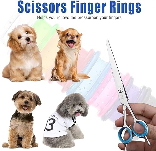 Miniatura 3 de Tijeras de silicona suave, 16 unidades, anillos de dedo para aseo de perros, tijeras para el pulgar, protectores de dedos, accesorios de tijeras