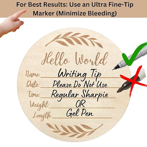 Miniatura 2 de KEMINA BLANKETS Letrero de anuncio de madera para recién nacido, grande de 6 pulgadas, letrero de nombre de Hello World para anuncio de nacimiento