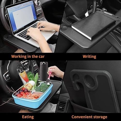 Miniatura 6 de Escritorio para volante de automóvil  Mesa de bandeja de automóvil para comer y almacenar laptop, accesorios de automóvil de viaje que se adaptan a