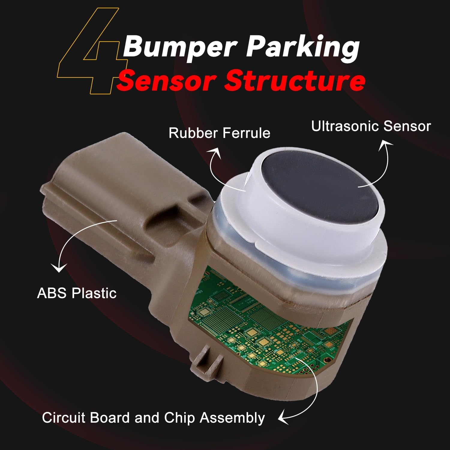 Zcargel 4PCS Parking Sensor Set for Nissan Altima Maxima Murano Sentra Versa 2019-2023 28438-6CA4B PDC Radar Backup Park Assist Sensor 120 x 60 Field of View Wide Angle Lens RCA Connector 284386CA4B