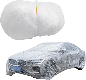 PE Full Car Clear - Disposables Car Protective Shields - Waterproof Dustproof Scratch-Proof Windproof, Fit for Hatchback Sedan SUVs (4 Sizes) Laoxi