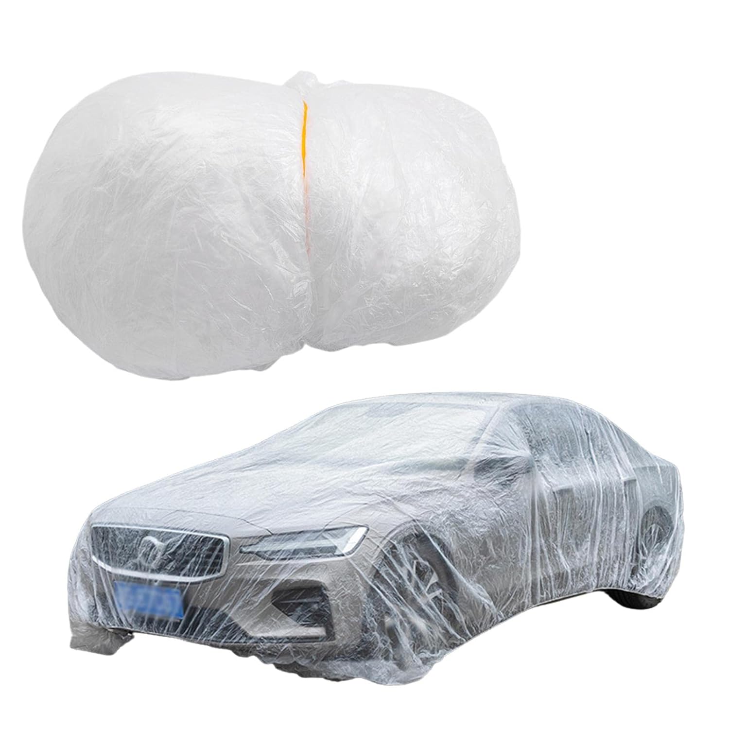 Clear Car Cover with Elastic Band PE Disposables Full Car Shield - Transparent Car Protective Covers Water Dust