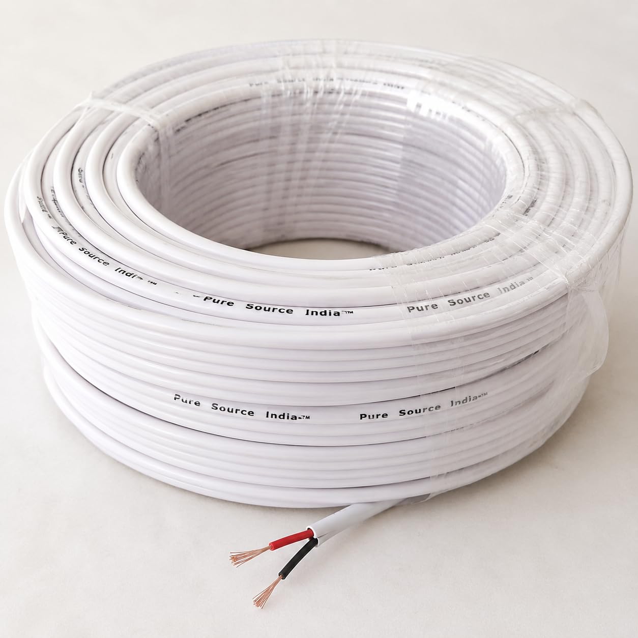 Pure Source India Flexible 0.25mm x 2 Core Round Copper Electrical Wire, Load Capacity- 2 Ampere / 450 Watt (White -15 MTR.)-image-28