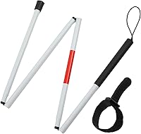 Vista 1 de Folding Blind Cane Walking Stick with Red Reflective Tape for The Blind and Visually Impaired People,48 inch Collapsible Non-Slip Aluminum Cane