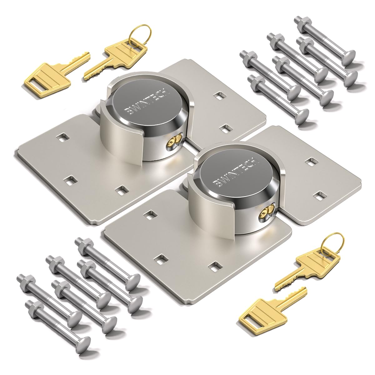 Bwintech 2 Juego de Candados Con Grilletes Ocultos Con Tapa, Cerradura de Seguridad de Acero Sólido Para Furgonetas, Cerradura de Puerta de Remolque Con 4 Llaves Idénticas