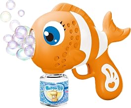 WireScorts Clown Fish Bubble Gun Toys for 3+ Year Old Kids Boys Girls, Automatic Bubble Machine with Bubble Solution, Summer Outdoor Kids Toys for Birthday Gifts for 3 4 5 6 7 8 Year Old