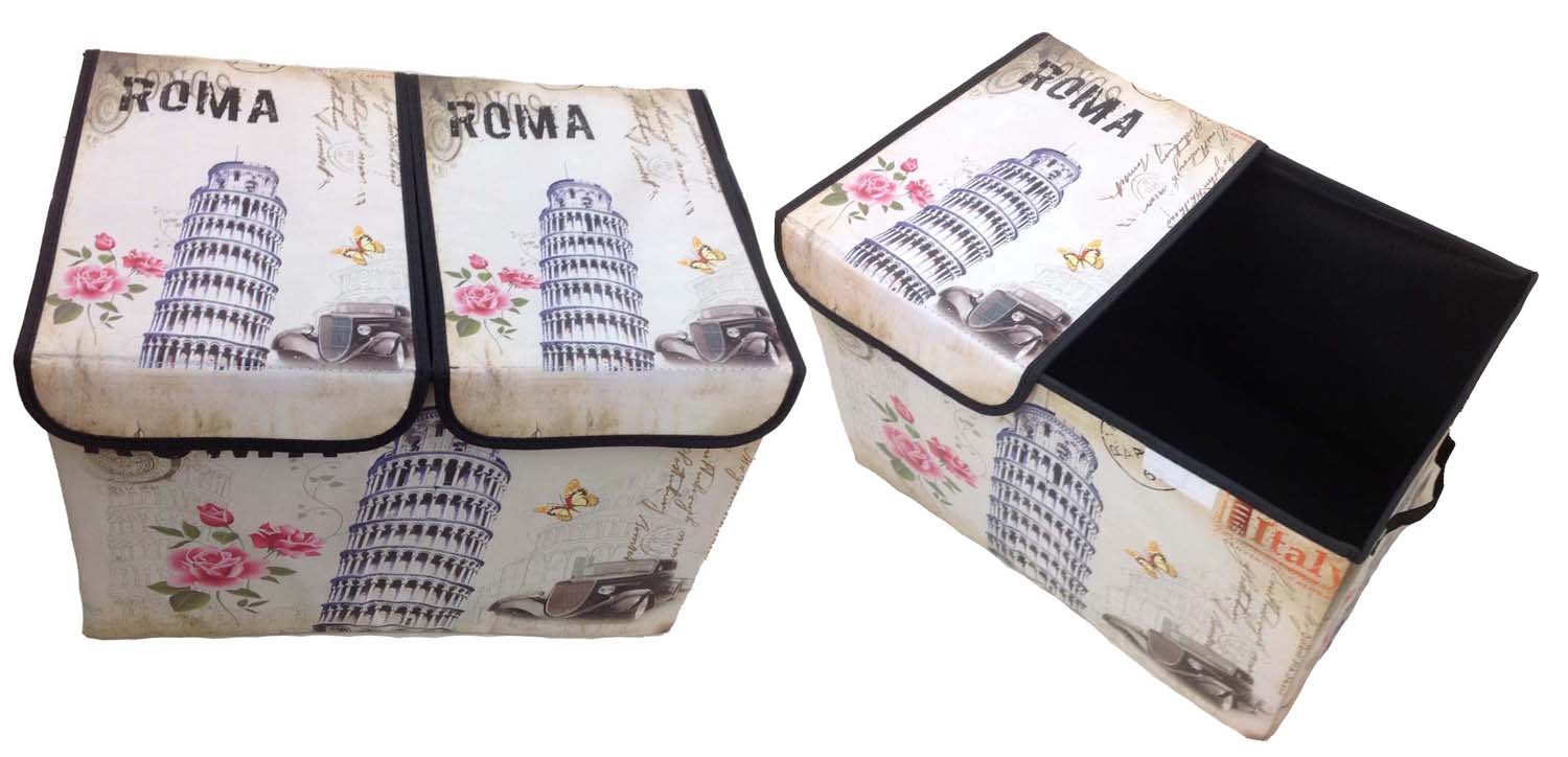 GMMHStorage Box with Lid Padded Paris Rome England London Box Organiser