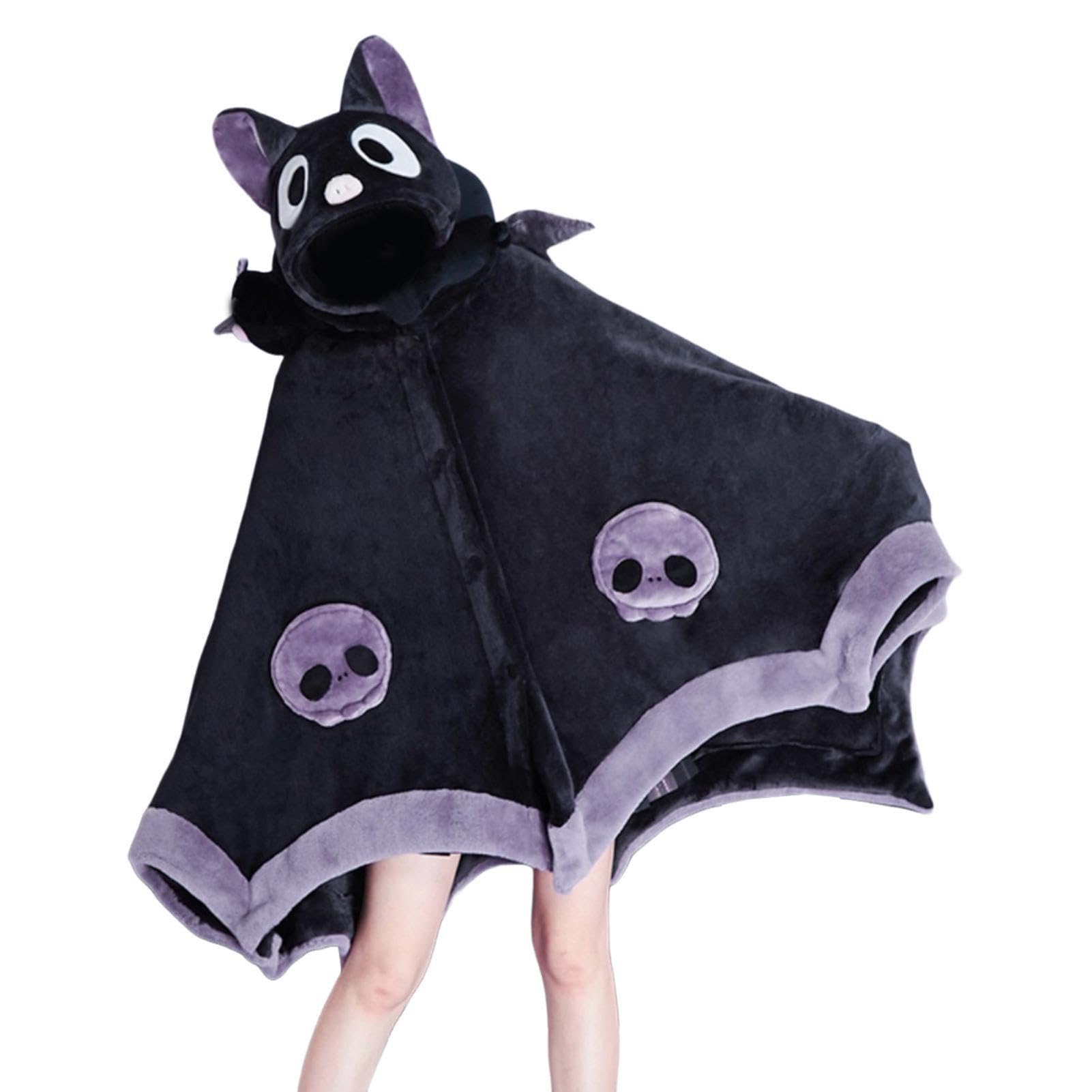 Koc do noszenia na zamówienie, uroczy koc nietoperz, bluza z kapturem, odzie? unisex, niestandardowe akcesoria, rozpieszczony i przytulny koc do drzemki, ?kki ze skrzyd?ami demona, Halloween,