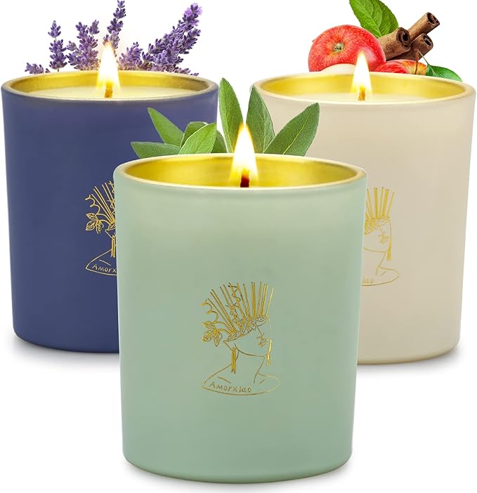 Sage Candles for Cleansing House, Meditation, Protection, and Banishing Negative Energy, 3 Pack